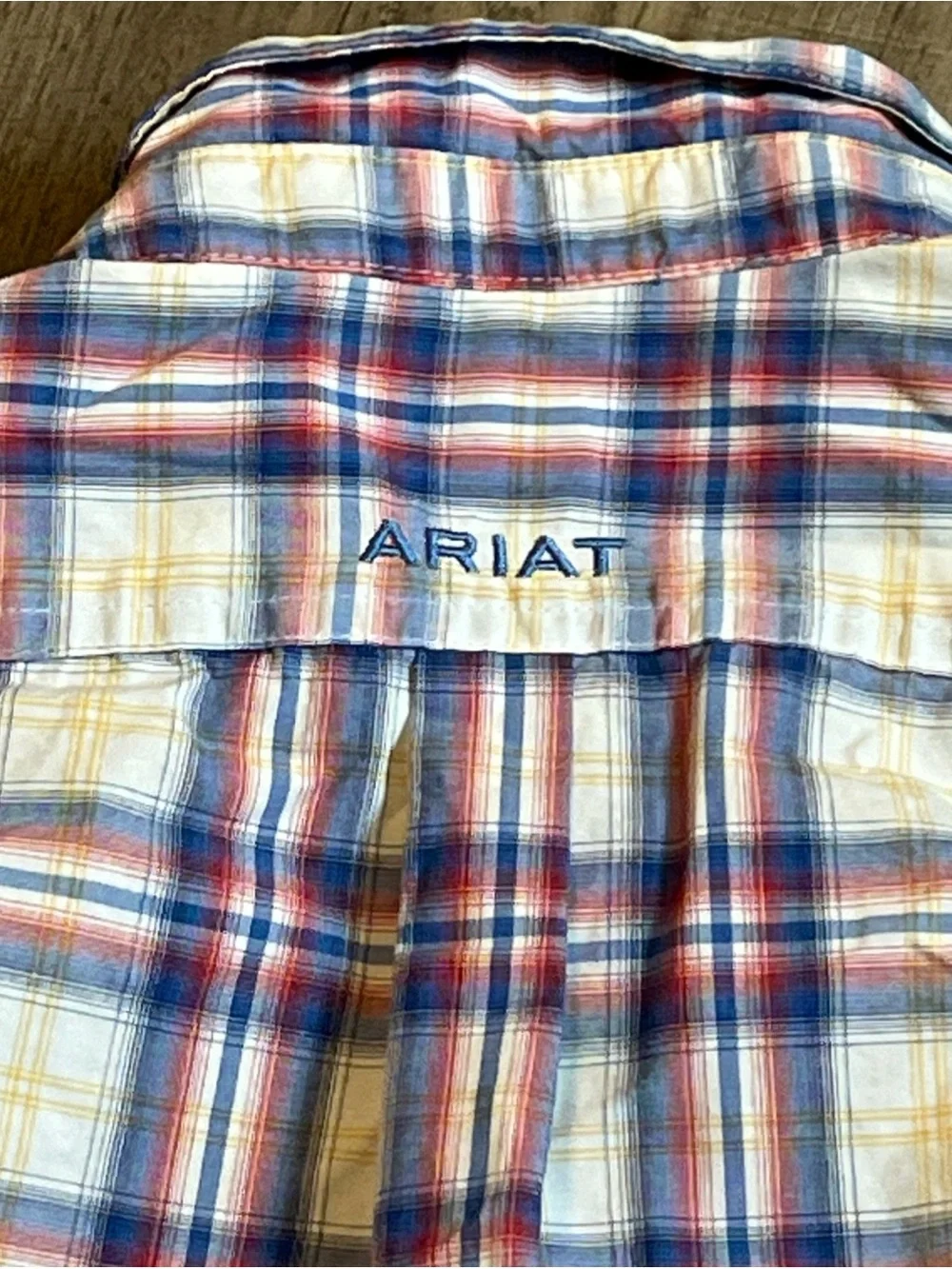 Boys Plaid Button-Down Shirt in White, Blue & Red L